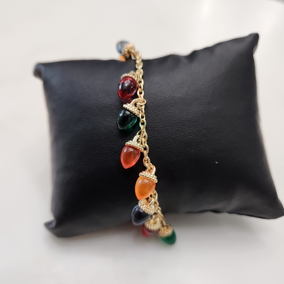 Holiday Lane Gold Tone Multi Colored Lights Slide Bracelet - Picture 2 of 4